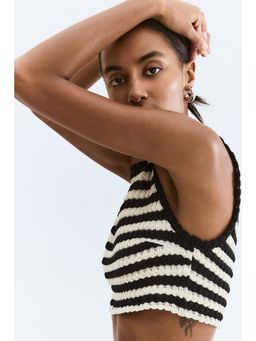 H&M - Women Black Crochet-look top