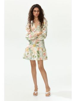 H&M - Women White Balloon-sleeved tunic dress