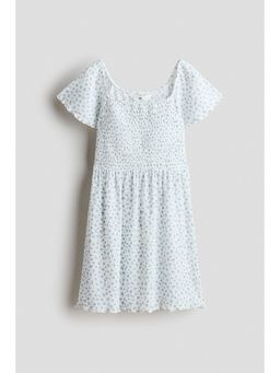 H&M - Girls White Smocked-bodice dress