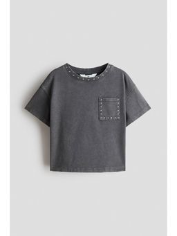 H&M - Girls Grey Washed-look studded top