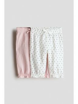 H&M - Girls Pink 2-pack cotton muslin trousers