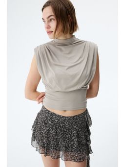 H&M - Women Grey Draped-panel tiered skirt