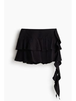 H&M - Women Black Draped-panel tiered skirt