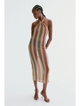 H&M - Women Multi-Color Crochet-look halterneck dress