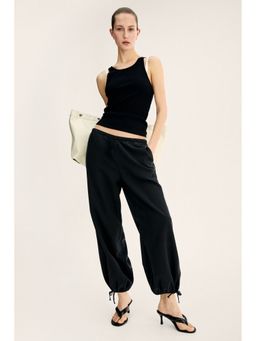 H&M - Women Black Balloon-leg denim trousers