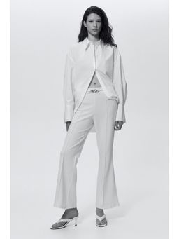 H&M - Women White Bootcut Ponte di Roma trousers