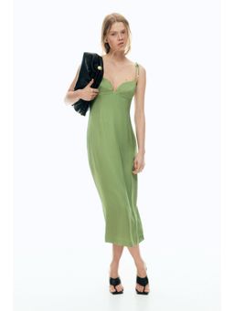 H&M - Women Green Tie-strap satin dress