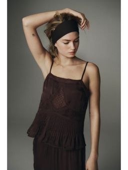 H&M - Women Brown Viscose satin strappy top