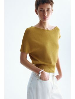 H&M - Women Yellow Fine-knit one-shoulder top
