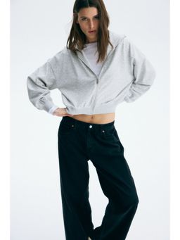 H&M - Women Grey Short zip-through hoodie