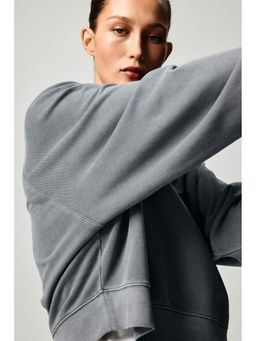 H&M - Women Grey Oversized cotton sweatshirt