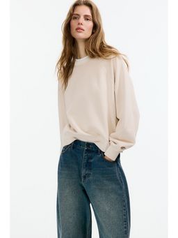 H&M - Women Beige Oversized cotton sweatshirt