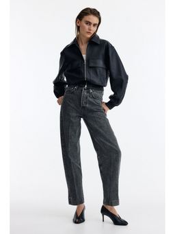 H&M - Women Grey Barrel High Ankle Jeans