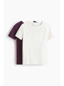 H&M - Girls Purple 2-pack Seamless Sports tops with DryMove
