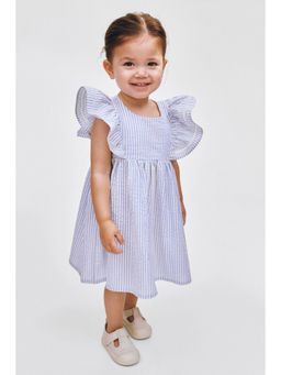 H&M - Girls Blue Flounce-trimmed cotton dress