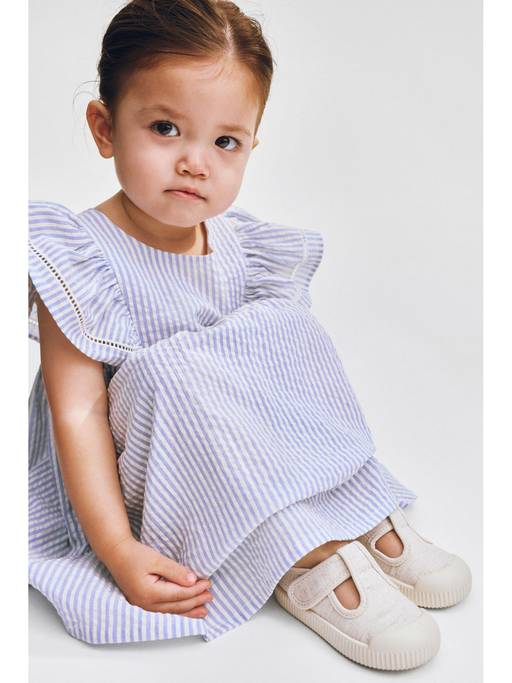 Buy H&M Girls Blue Flounce-trimmed cotton dress (4-6 Months) Online