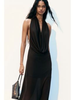 H&M - Women Brown Cowl-neck maxi dress