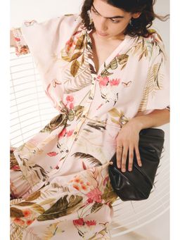 H&M - Women Pink Tie-belt midi dress