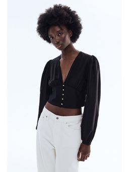 H&M - Women Black V-neck blouse