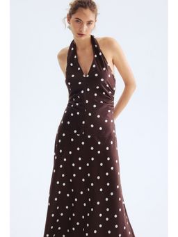 H&M - Women Brown Draped halterneck dress