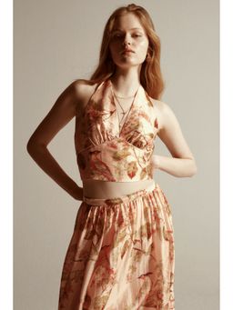 H&M - Women Pink Printed halterneck top