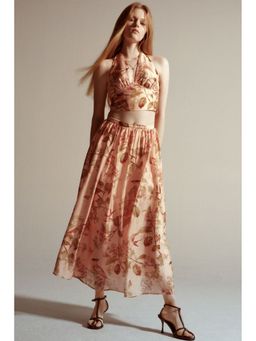 H&M - Women Pink Flared printed skirt