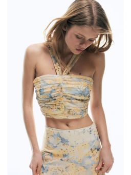 H&M - Women Multi-Color Cropped tie-back top