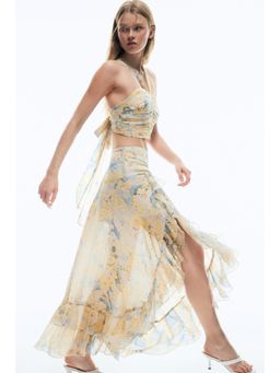 H&M - Women Yellow Flounce-trimmed skirt