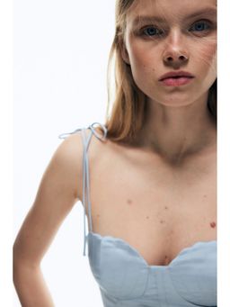 H&M - Women Blue Satin bustier top