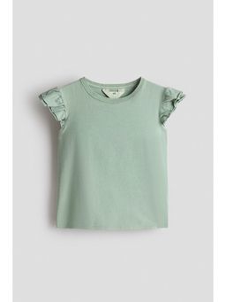 H&M - Girls Green Flutter-sleeved top