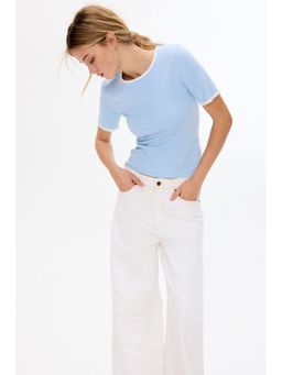 H&M - Women Blue Fine-knit T-shirt