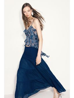 H&M - Women Blue Smocked chiffon skirt
