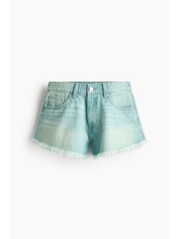 H&M - Women Blue Frayed denim shorts