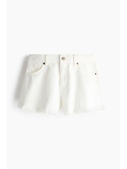 H&M - Women White Frayed denim shorts