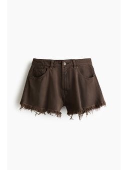 H&M - Women Brown Frayed denim shorts