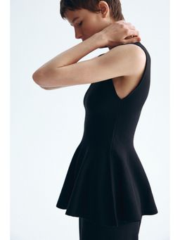 H&M - Women Black Knitted peplum top