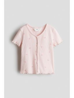 H&M - Girls Pink Button-detail ribbed top
