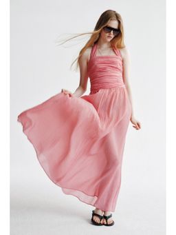 H&M - Women Pink Gathered halterneck dress