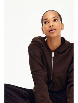 H&M - Women Brown Drawstring zip-through hoodie