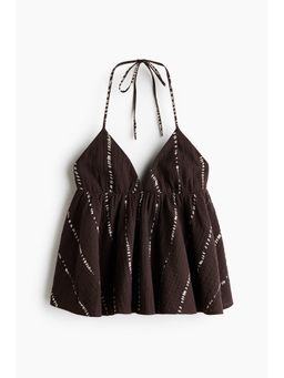 H&M - Women Brown Cotton halterneck top