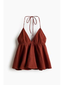 H&M - Women Orange Cotton halterneck top
