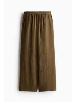 H&M - Women Green Straight muslin trousers