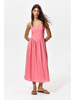 H&M - Women Pink Linen-blend strappy dress