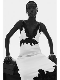 H&M - Women White Lace-trimmed strappy dress