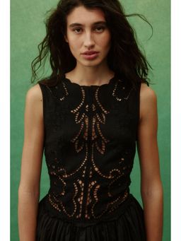 H&M - Women Black Bubble-hem linen-blend dress