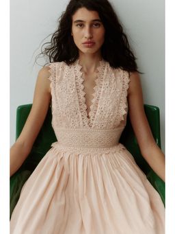 H&M - Women Beige Lace-bodice dress