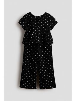 H&M - Girls Black 2-piece textured jersey set