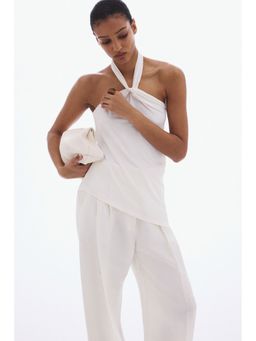 H&M - Women White Draped halterneck top