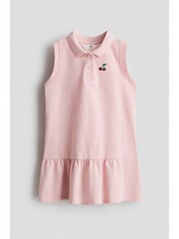 H&M - Girls Pink Embroidered piqu polo dress