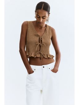 H&M - Women Beige Smocked waistcoat